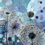 Dandelions (Blue & Purple with 3 Flowers) Coaster